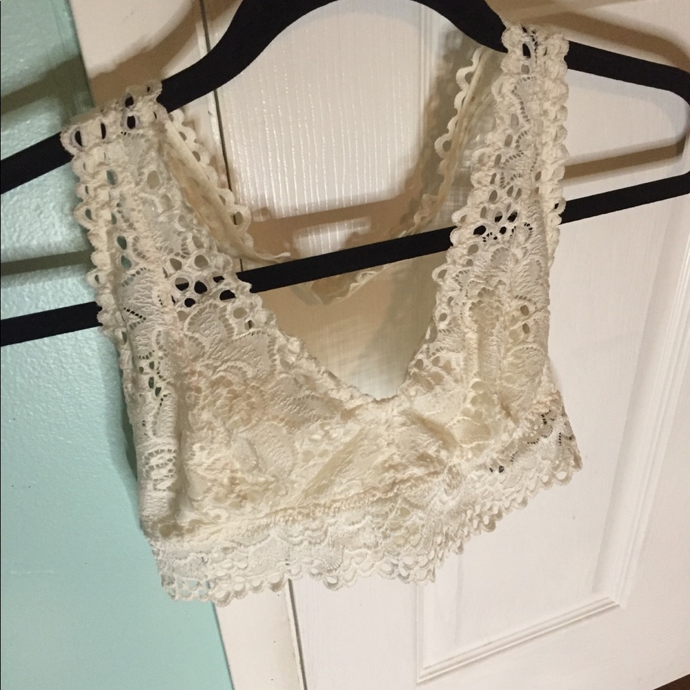White Lacey Aerie Halter Bralette